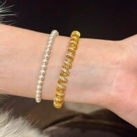 wholesale S925 Sterling Silver Fully Diamond-Studded Telephone Coil Bracelet, New Design by Zhuozhifan Jewelry, Luxe Minimalist Chic for the Fashionable Elite-B153 Gold Telephone Cord Bracelet 16cm [Suitable for 14-16cm]