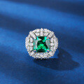 wholesale [Pure Silver] Enzela S925 Emerald Gemstone Ring Radiant Square Cut Ring for Women, Elegant and Luxurious Bestseller-0-2