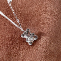wholesale S999 Pure Silver Bear Heart Broken Ice Pendant Necklace for Women, Sweet and Fresh, Luxurious High-End Sense Collarbone Chain-0-1