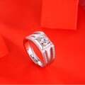 Sterling Silver Men's Square Moissanite Ring, Micro-Set Fashion Trend-0-2
