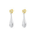 wholesale S925 Sterling Silver Mirror Surface Teardrop Earrings, Women's French Style, Versatile Two-Way Wear-0-5