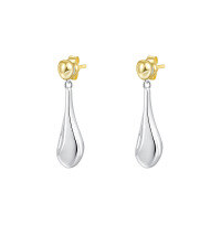 wholesale S925 Sterling Silver Mirror Surface Teardrop Earrings, Women's French Style, Versatile Two-Way Wear-E4528-Platinum/Gold 925 Silver