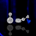 S925 Sterling Silver Moissanite Earrings, D Color 1ct Round Full Diamond Stud Earrings for Women-0-1