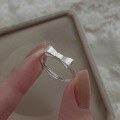wholesale S925 Sterling Silver Handmade Filigree Bow Runaway Princess Ring for Women, Fashion Niche Design Open Adjustable Ring-0-3