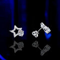 S925 Sterling Silver Moissanite D-Color 50-Point Star Earrings-0-1