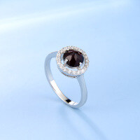 wholesale S925 Sterling Silver Classic Vintage Natural Green Chalcedony Ring for Women Cross-Border Trade, Inlaid with Garnet, Colorfast-Natural Black Garnet Ring  US Size 8