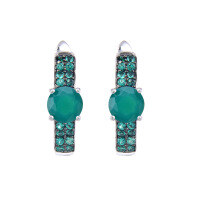 wholesale S925 Silver Natural Gemstone Earrings, Direct Supplier Vintage European and American Style Topaz Stud Earrings-Natural Green Agate &gt; 925 Silver