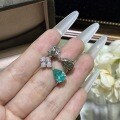 Metal Earrings and Necklace Set, Light Luxury Style, Paraiba Color Drop Design-0-0
