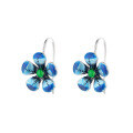 wholesale S925 Sterling Silver Vintage Drip Glaze Enamel Floral Long Chain Link Pastoral Style Elegant Earrings-0-4
