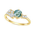 wholesale S925 Sterling Silver Natural Moss Agate Ring Colorfast Cross-Border Wholesale Live Stream Gemstone Ring-0-10