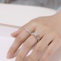 wholesale S925 Sterling Silver Cross-Border Hit Moissanite Ring Classic Fashion Set Engagement Ring Wholesale-0-1