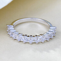 wholesale S925 Sterling Silver 3mm Luxury Inlaid Row Diamond Ring, High-End Fashion Ring for Women, Live Streaming & Xiaohongshu-R1354 White 9