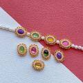 wholesale S925 ancient silver gold-plated fittings with inlaid natural tourmaline hand plaque spacer beads, filigree charoite square plaques DIY bracelet-0-0