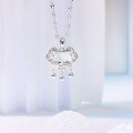 wholesale S925 Sterling Silver Auspicious Peace Lock Necklace, Minimalist Niche Design with High-End Feel, Birthday Gift for Best Friend, Collarbone Chain-0-2