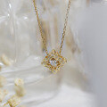 wholesale S925 Gold-Plated Duli Japanese Ice Flower Necklace Women's Versatile Collarbone Chain Light Luxury Elegant Style Jewelry Wholesale-0-1