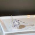 wholesale S925 Sterling Silver G Same Style D Color Moissanite Necklace for Women, Round Prong-Set Moissanite Pendant Choker, Versatile Circular Chain-0-1