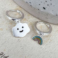 wholesale S925 Sterling Silver Cloud Rainbow Earrings Women New Style Personality Cute Niche Elegant Asymmetric Ear Clasp Earrings-0-1