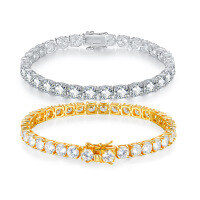 wholesale Metal material, cross-border Europe and America best-selling 35mm 45mm 55mm moissanite four-prong tennis bracelet source factory supply-Zircon 3.5mm White Gold 6inch/15cm