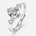 PT950 Plated Oval 2ct Moissanite Women's Engagement Ring-0-2