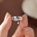 wholesale S925 Sterling Silver Bow Tassel Zircon Openwork Minimalist Ring Sweet and Elegant Ultra-Sparkling Diamond-Accented Band-0-0