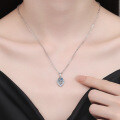S925 Sterling Silver Moissanite Cross-Border Necklace with 1-Carat Super Sparkling Waterdrop Pendant-0-2