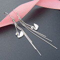 wholesale S925 Sterling Silver Minimalist Small Swan Earrings with Long Tassels, Simple and Elegant-0-1