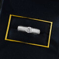 wholesale S925 silver ribbon brushed ring set with 50 white diamond vintage hand-brushed band-0-3