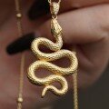 wholesale S925 Sterling Silver Red Elk All-Over Spiritual Snake Necklace for Women, Vintage Gold-Toned Exaggerated Serpent Collarbone Chain-0-3