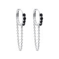 wholesale S925 Sterling Silver Round Hoop Ear Clasp with Zirconia Chain Earrings, Simple and Fashionable Long Elegant Ear Accessories-0-8