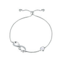 wholesale 925 Sterling Silver Crystal Bracelet, Small and Exquisite Cross-Border Jewelry for Women, Heart Bow Bracelet Wholesale-Emerald Rose Gold 925 Silver