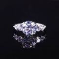 wholesale S925 sterling silver with 25 carat moissanite, round large center stone, certified, color-fading resistant ring-0-0