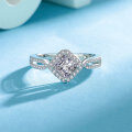 S925 Silver Princess-Cut Moissanite Cross Band Ring-0-0