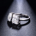 wholesale [925 Sterling Silver] TK Cross-Border Hot-Selling Classic 3+3 Carat Pear Emerald Cut Moissanite Ring for Women with Adjustable Band-0-2