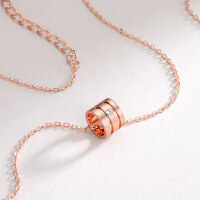 wholesale S925 Sterling Silver Plated 18k Rose Gold Fashionable and Versatile Choker Necklace with Simulated Diamonds-Small waist necklace 925 silver