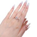 wholesale Sterling Silver 6*9 Oval Petite Three-Stone Silver Ring Ethereal and Elegant Live Cross-Border Collection-0-4