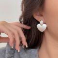 wholesale S925 Silver Chusty Xi Same Style Brushed Heart Stud Earrings for Women, Korean Elegant High-End Summer Ear Accessories-0-0