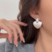 wholesale S925 Silver Chusty Xi Same Style Brushed Heart Stud Earrings for Women, Korean Elegant High-End Summer Ear Accessories-Pure silver (weight 11.2g)
