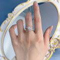 wholesale S925 silver new one-carat classic lightweight luxury European and American style cross hollow-out ring-0-3