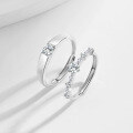 wholesale S925 Sterling Silver Sun and Moon Love Couple Rings, Minimalist Luxury High-End Matching Set for Men and Women, Valentine's Day Gift for Girlfriend-0-3