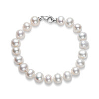 S925 Sterling Silver Simple Natural Freshwater Pearl Bracelet for Women-Style D bracelet [10-11mm natural freshwater pearl] 18cm  925 silver