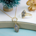wholesale S925 gold-plated sterling silver with labradorite marquise pendant women's necklace, vintage-inspired luxury jewelry-0-3