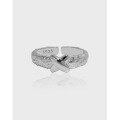 wholesale S925 Sterling Silver Korean Version Ins Minimalist Niche Design Versatile Single X Textured Open Adjustable Ring for Women-0-0