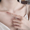 wholesale S925 Sterling Silver Korean Minimalist Ins Style Geometric Letter Accent Necklace Creative Matching Collarbone Chain for Women-0-1