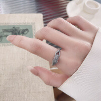 wholesale S925 Silver Cloud Tide Pavilion Fashion Euro-American Cross-Border Retro Serpent Dark Punk Style Versatile Design Open Ring-YJ1361/approx. 2.8g Adjustable opening