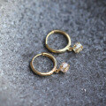 wholesale 9K Gold Full Diamond Small Hoop Earrings, Zirconia Minimalist Elegant Korean Japanese Style Ear Clips-0-4