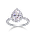 925 Silver Cross-border Hot-Sell Waterdrop Moissanite Ring Factory Wholesale-0-3