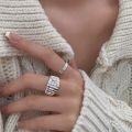 wholesale S925 Sterling Silver Handmade Wire-Wrapped Open Ring for Women, Korean Minimalist Stylish Viral TikTok Ring-0-2