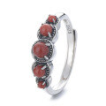 wholesale S925 sterling silver retro trendy southern red agate open ring, court-style design index finger ring-0-4