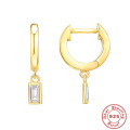 wholesale S925 Sterling Silver Geometric Octagonal Star Pearl and Diamond Accent Lock Drop Earrings-0-7