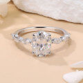 wholesale S925 sterling silver plated with 18K gold 2-carat oval marquise moissanite ring moissanite jewelry-0-0